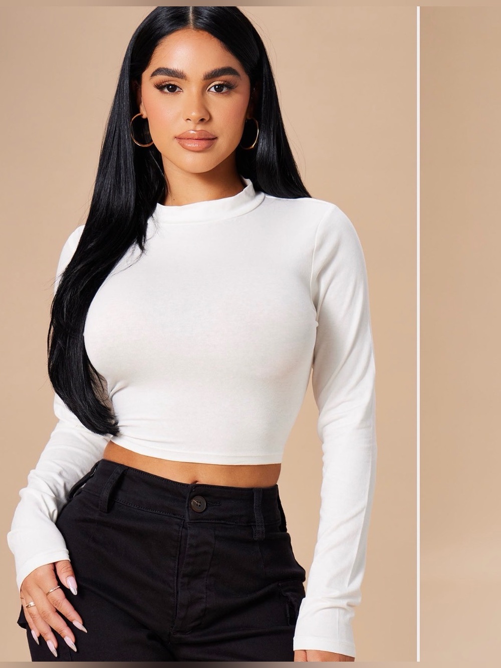 Fashion Nova NWT Long Sleeve Mock Neck Crop Top